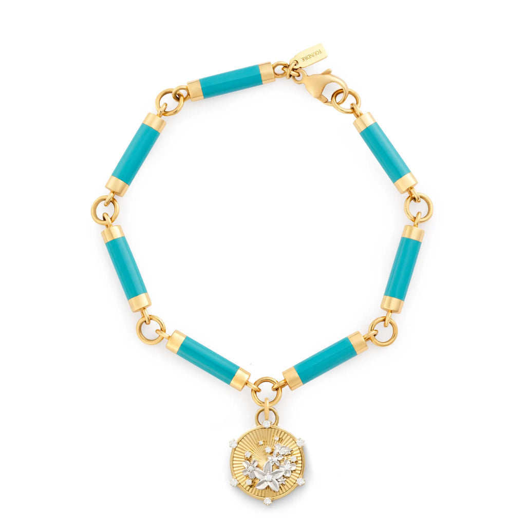 Resilience | Blossoms Ceramic Element Bracelet | Aqua Ceramic, Diamonds, Mixed Gold view 1