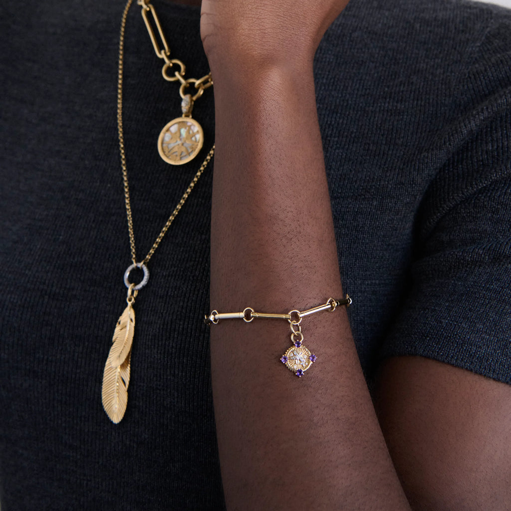 Resilience | Blossoms Element Bracelet | Amethyst, Diamonds, Mixed Gold view 2