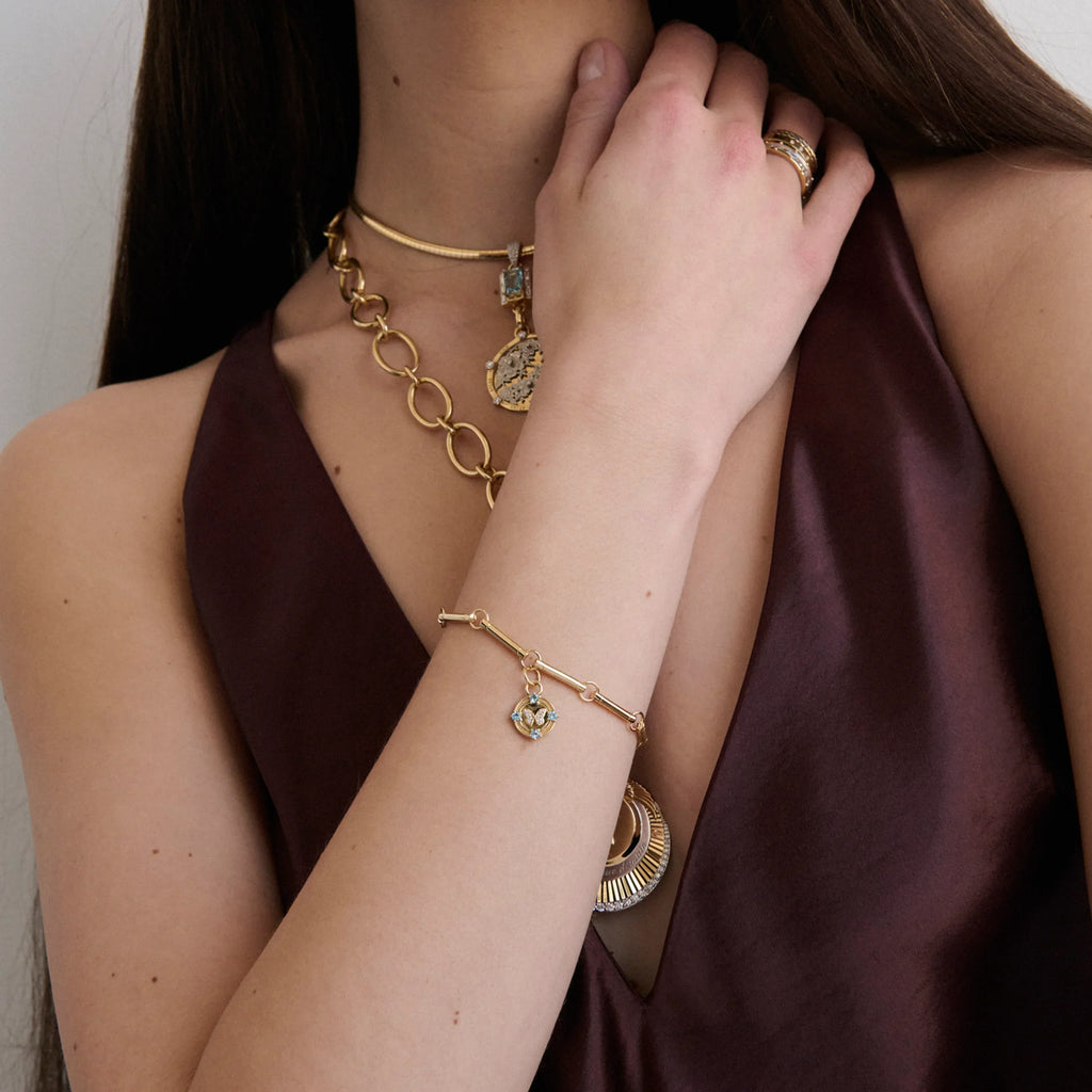 Reverie | Butterfly Element Bracelet | Swiss Blue Topaz, Diamonds, Yellow Gold view 2