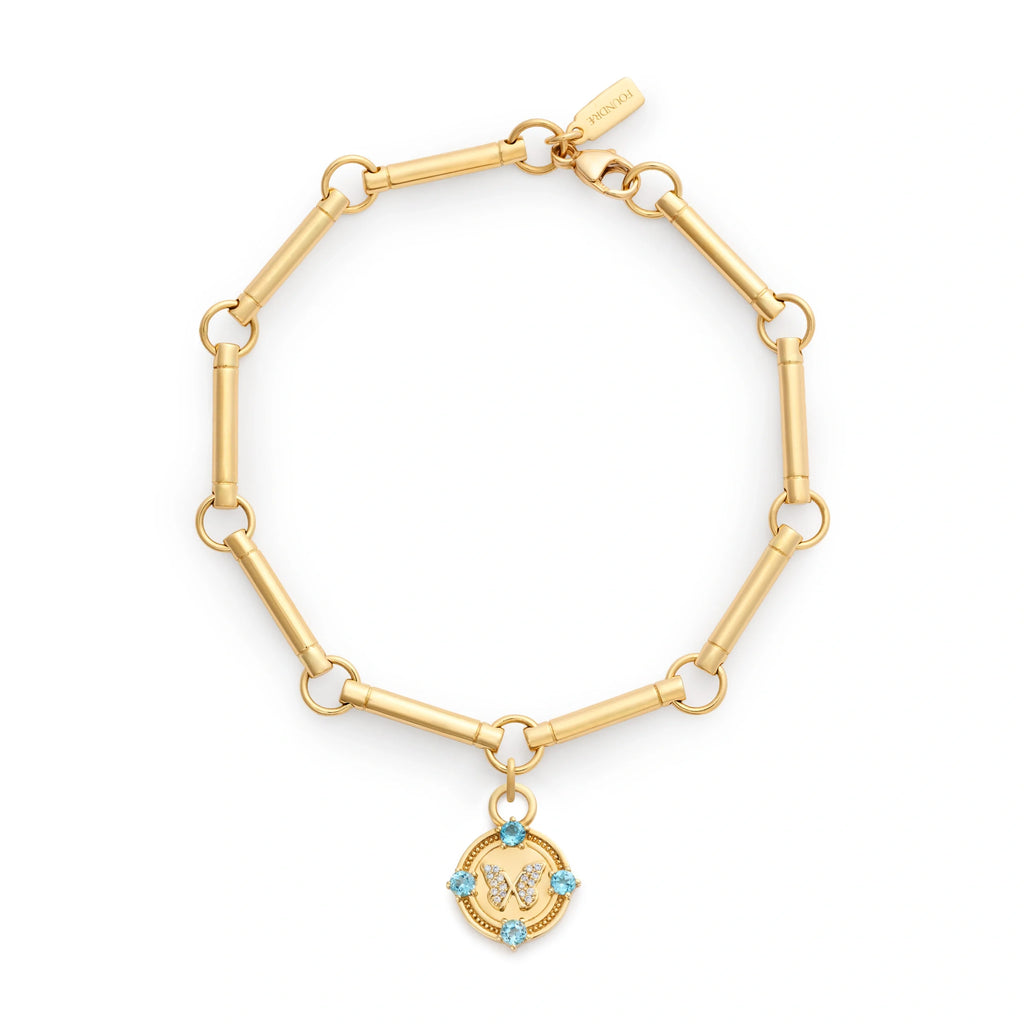 Reverie | Butterfly Element Bracelet | Swiss Blue Topaz, Diamonds, Yellow Gold view 1