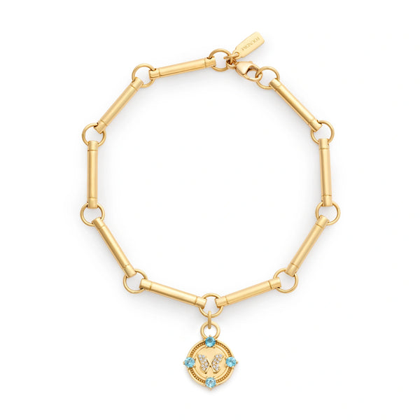 Reverie | Butterfly Element Bracelet | Swiss Blue Topaz, Diamonds, Yellow Gold
