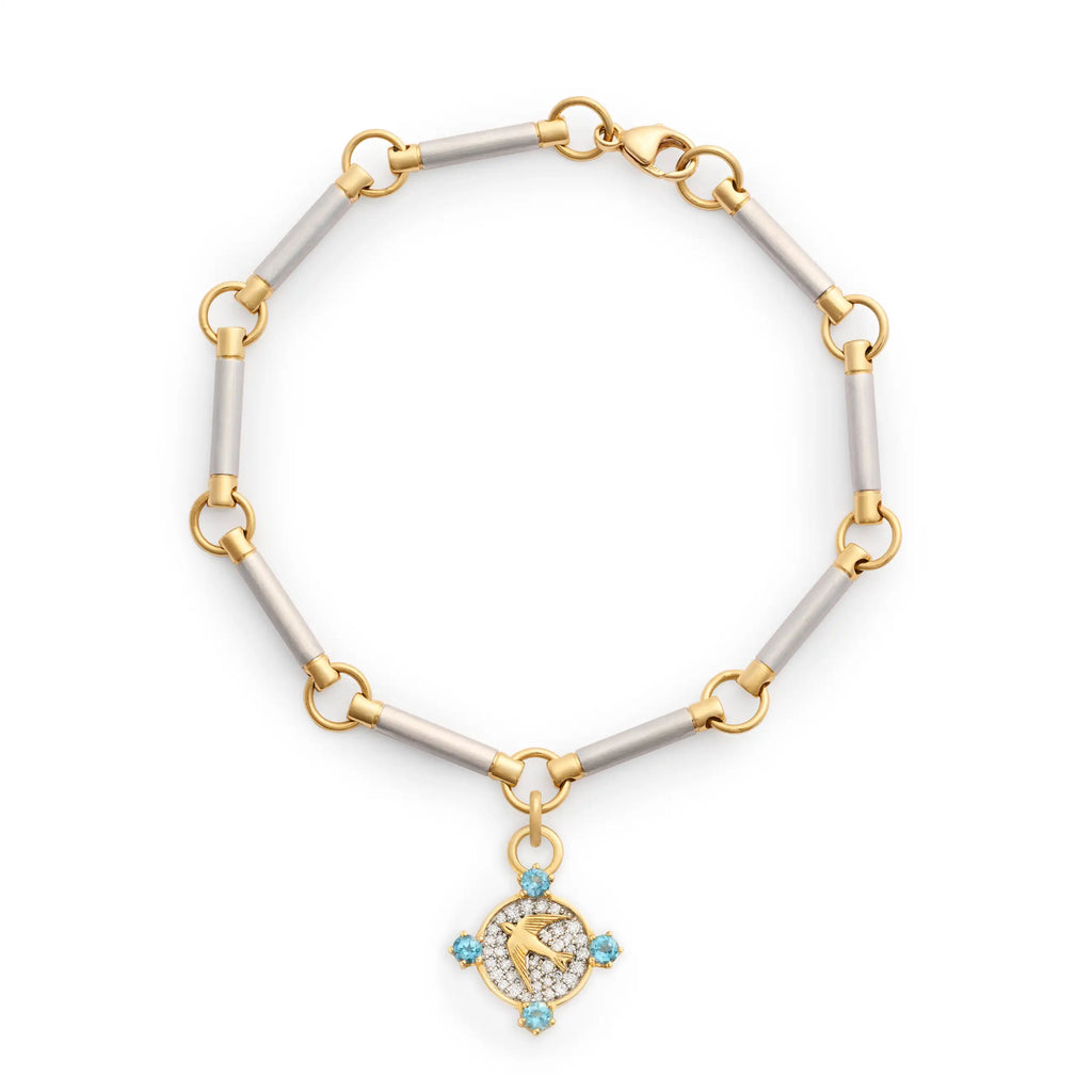 FoundRae x Sing for Hope - Resilience | Pavé Sparrow Element Bracelet | Swiss Blue Topaz, Diamonds, Mixed Gold view 1