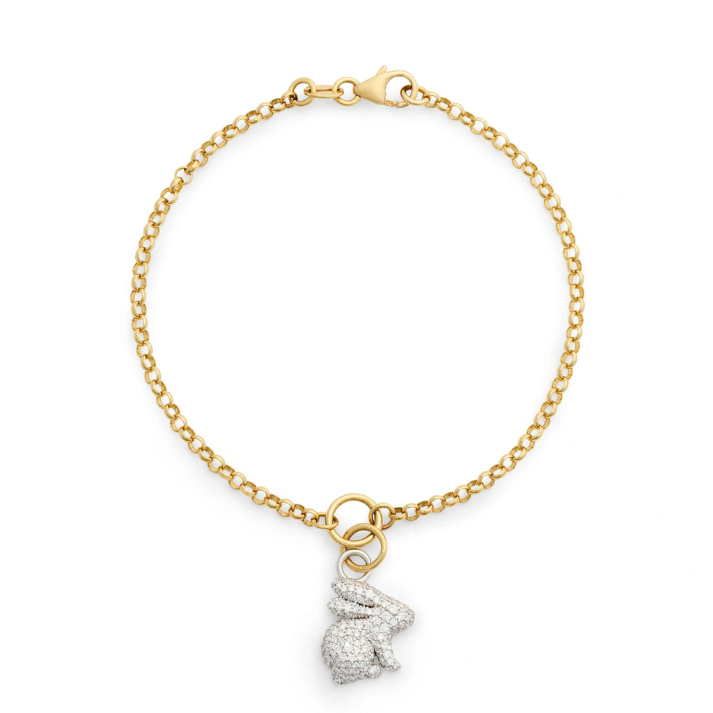 True Love | Snow Pavé Bunny Small Belcher Bracelet | Diamonds, White Gold, Yellow Gold view 1