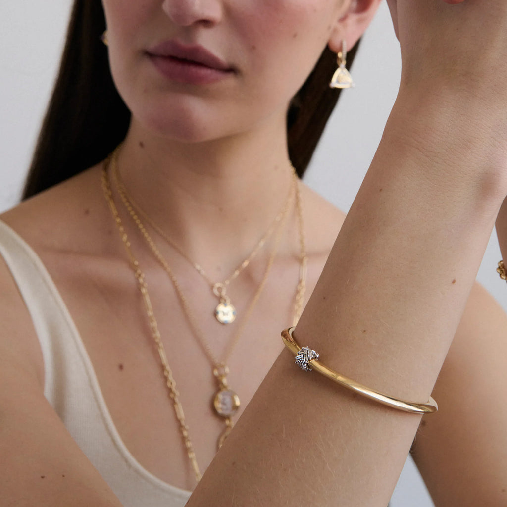 True Love | Chevron Strong Heart Bangle | Diamonds, Mixed Gold view 2