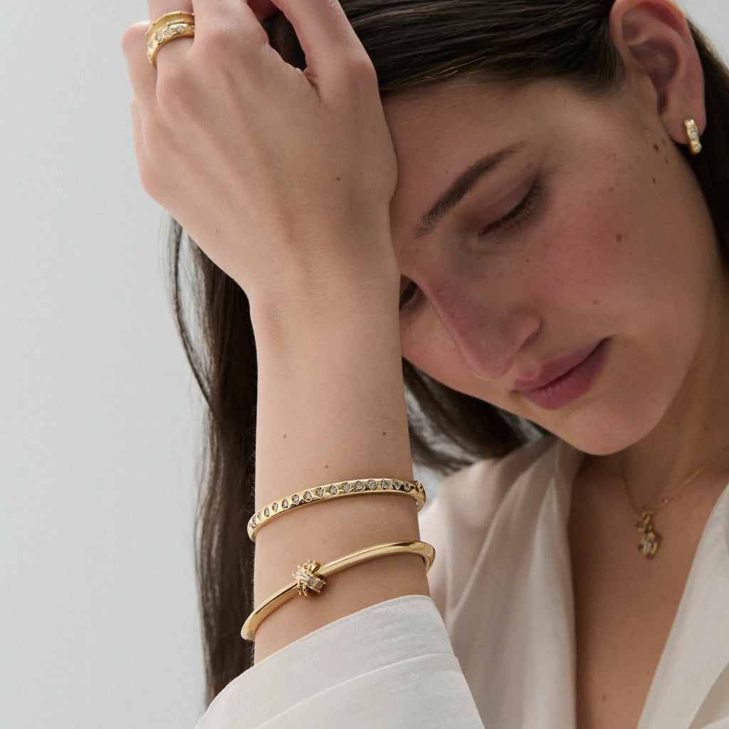 True Love | Lovestruck Pierced Strong Heart Bangle | Diamonds, Yellow Gold view 2