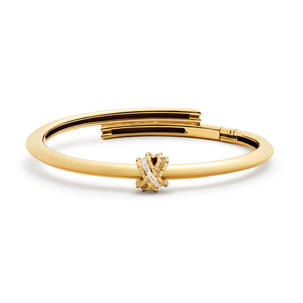 18K Yellow Gold True Love | Lovestruck Pierced Strong Heart Bangle | Diamonds, Yellow Gold – FoundRae view 3