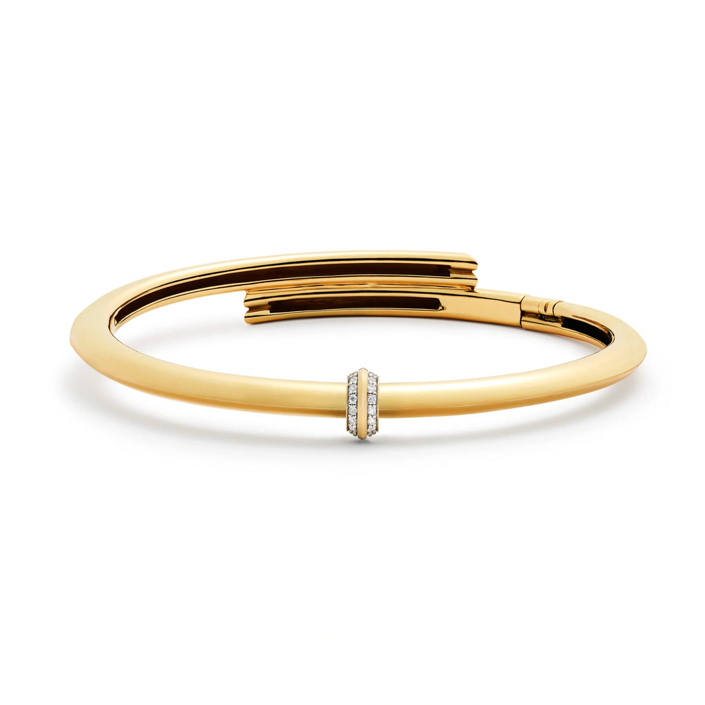 18K Yellow Gold True Love | Knife Edge Strong Heart Bangle | Diamonds, Yellow Gold – FoundRae view 3