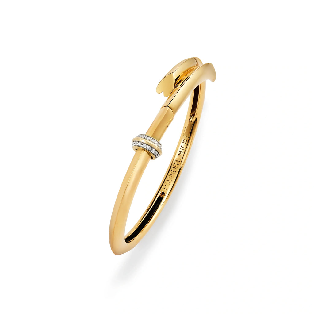 True Love | Knife Edge Strong Heart Bangle | Diamonds, Yellow Gold view 1