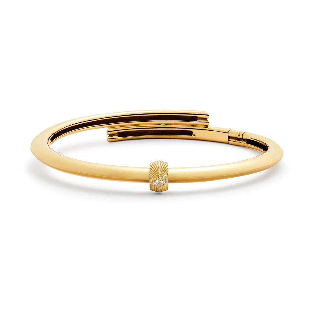 18K Yellow Gold Protection | Double Triangle Strong Heart Bangle | Diamonds, Yellow Gold – FoundRae view 3