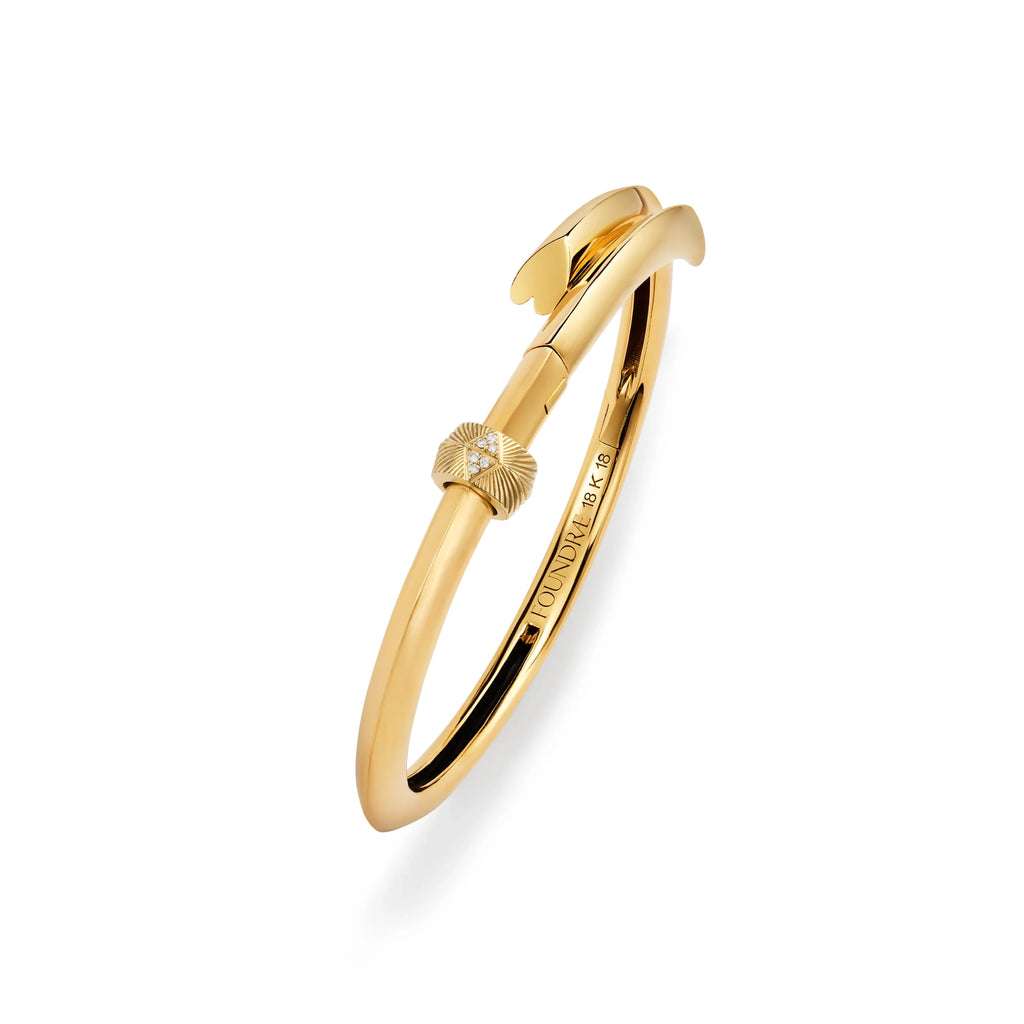 Protection | Double Triangle Strong Heart Bangle | Diamonds, Yellow Gold view 1