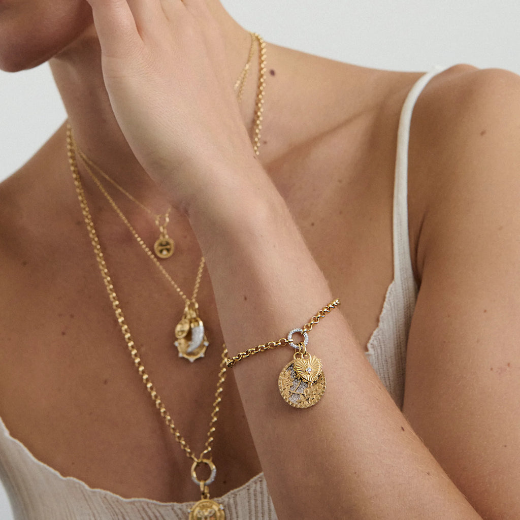 Resilience | Pavé Floral Screen Medium Belcher Bracelet | Diamonds, Yellow Gold view 2