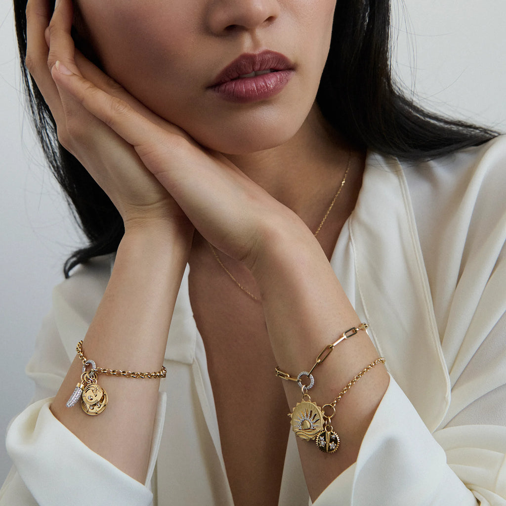 Internal Compass | New Beginnings Medium Clip Bracelet | Diamonds, Yellow Gold view 2