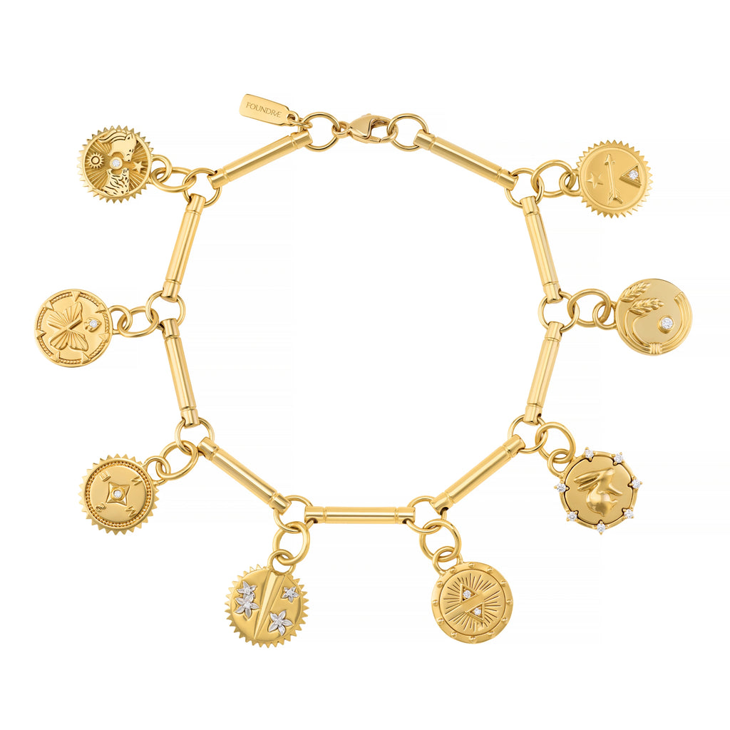 Resilience | Blossoms and Multi-Tenet Element Charm Bracelet | Diamonds, Yellow Gold view 1