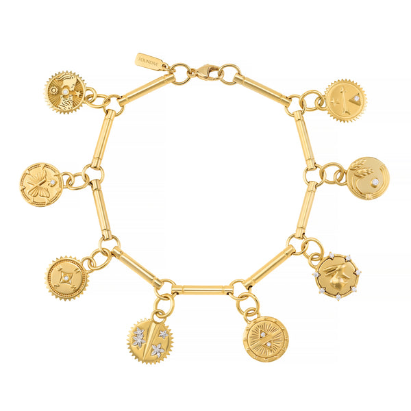 Resilience | Blossoms and Multi-Tenet Element Charm Bracelet | Diamonds, Yellow Gold