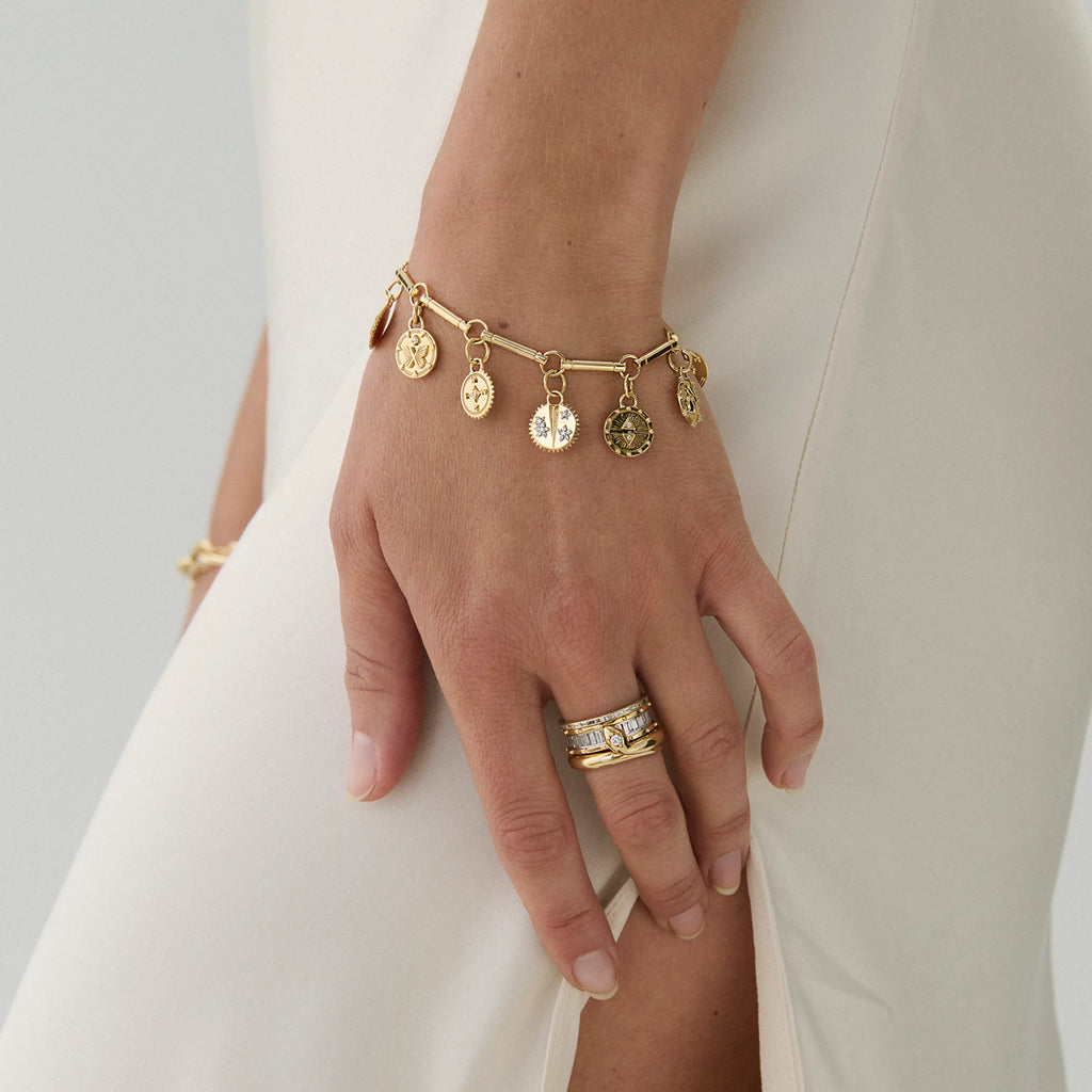 Resilience | Blossoms and Multi-Tenet Element Charm Bracelet | Diamonds, Yellow Gold view 2