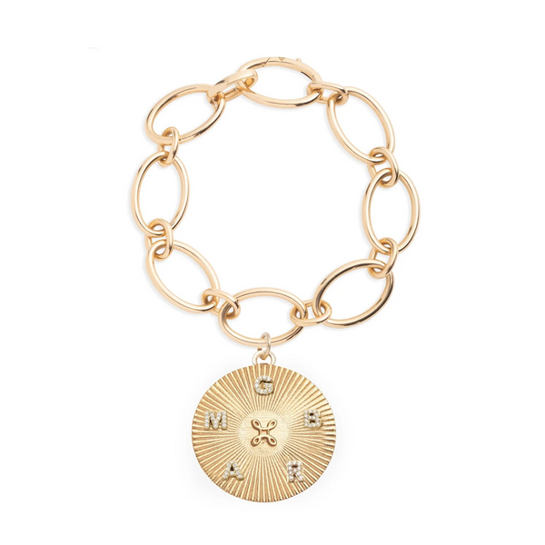 True Love - Personalized | Custom Clean Edge Oval Link Bracelet | Diamonds, Yellow Gold