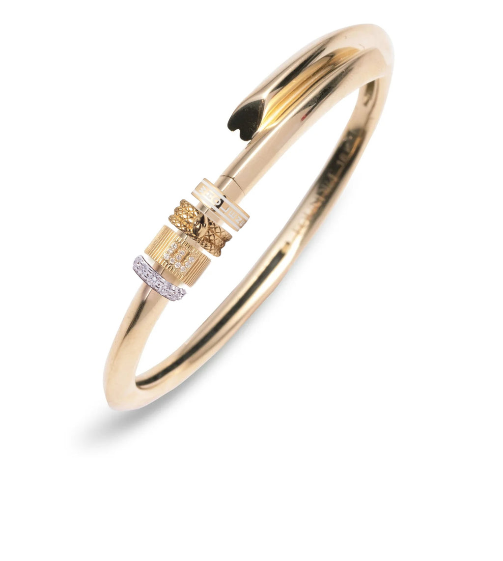 18K Yellow Gold Tenet, Initial, Pave and Snake : Strong Heart Bangle – FoundRae