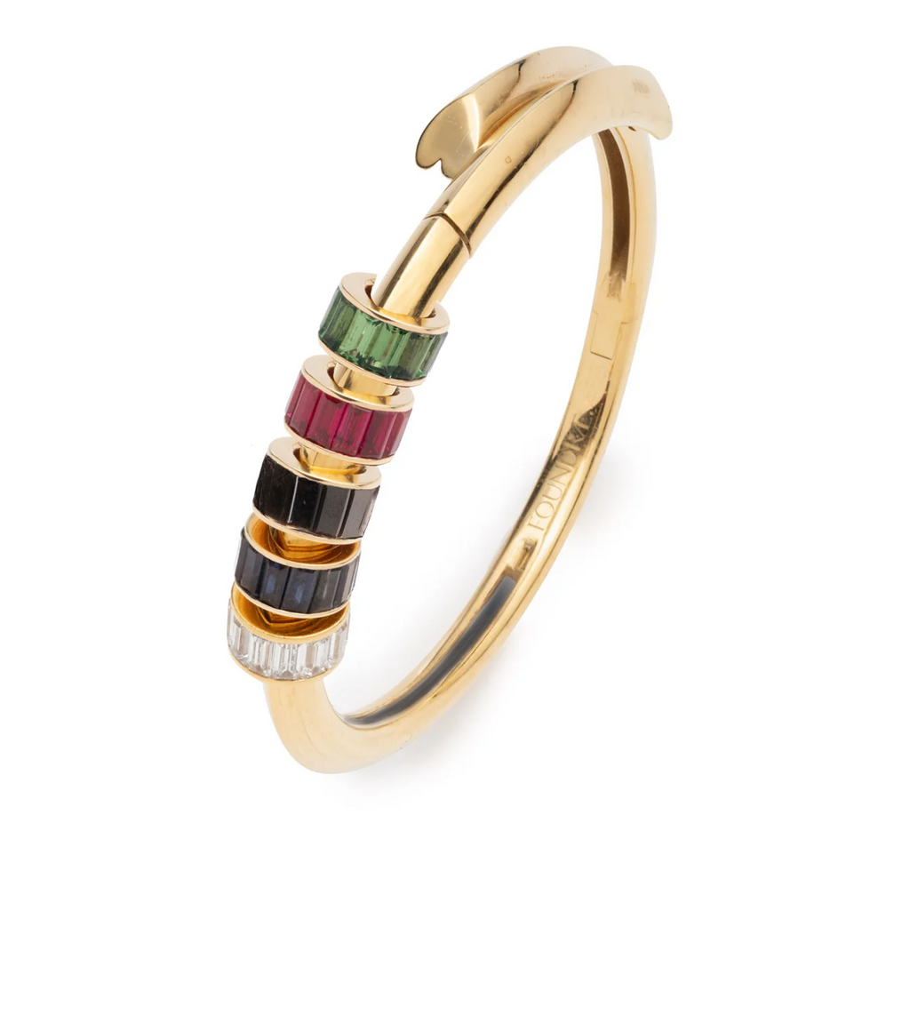 Multi Baguette Gemstone : Heart Beat Strong Heart Bangle view 1