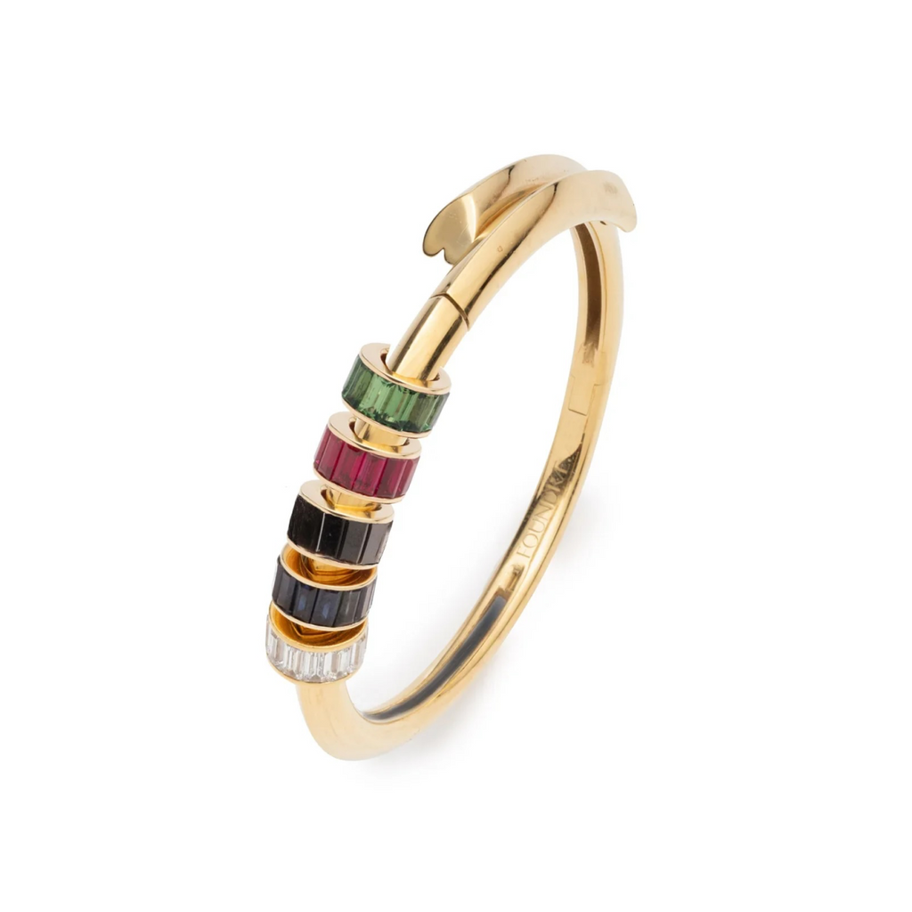 Multi Baguette Gemstone : Heart Beat Strong Heart Bangle view 1