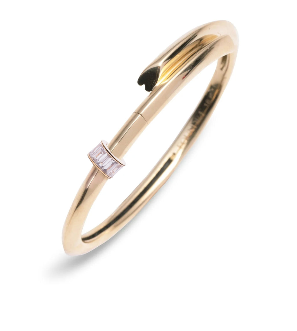 Baguette Diamond - Love : Heart Beat Strong Heart Bangle view 1