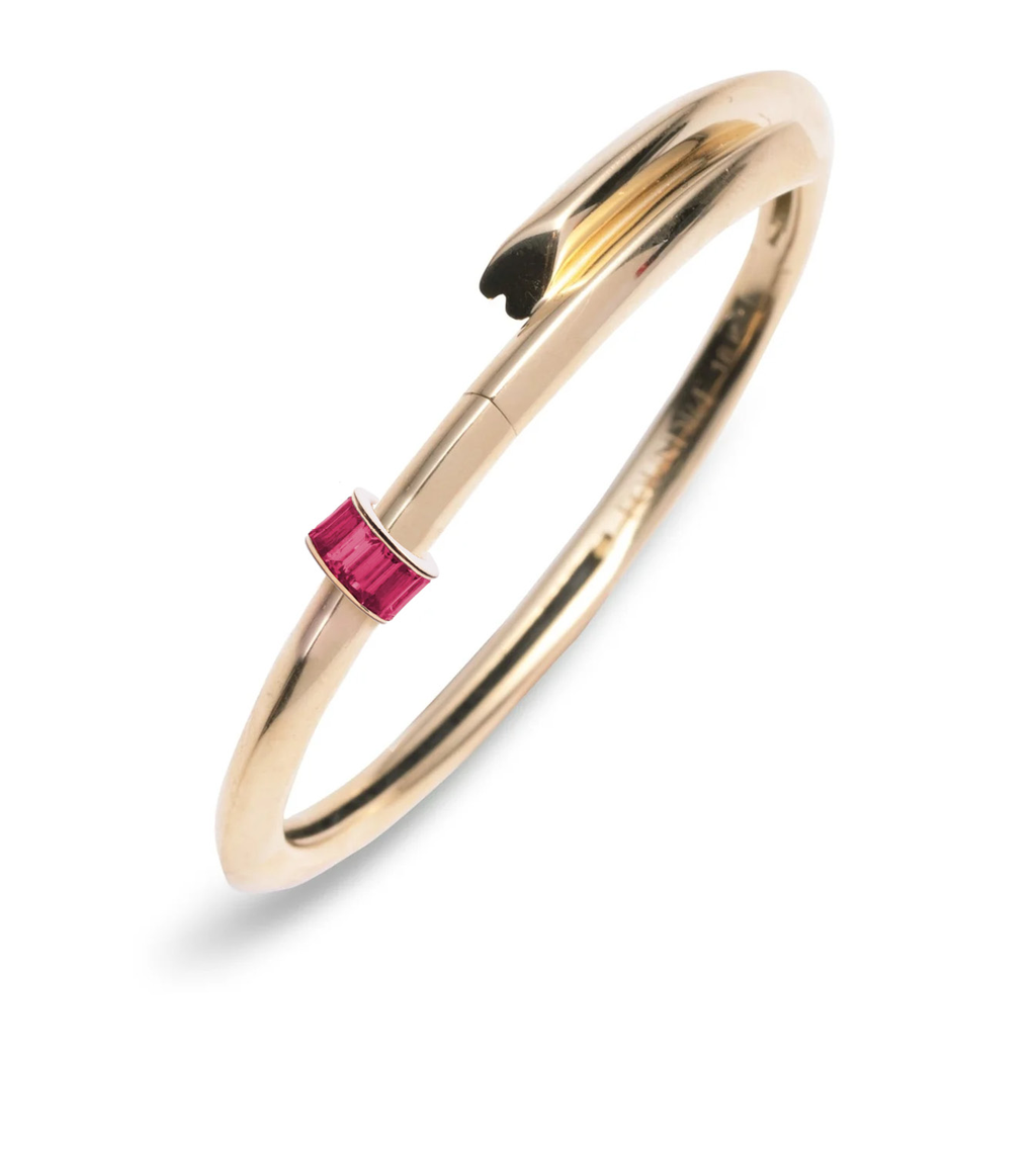 Baguette Ruby - Love : Heart Beat Strong Heart Bangle view 1