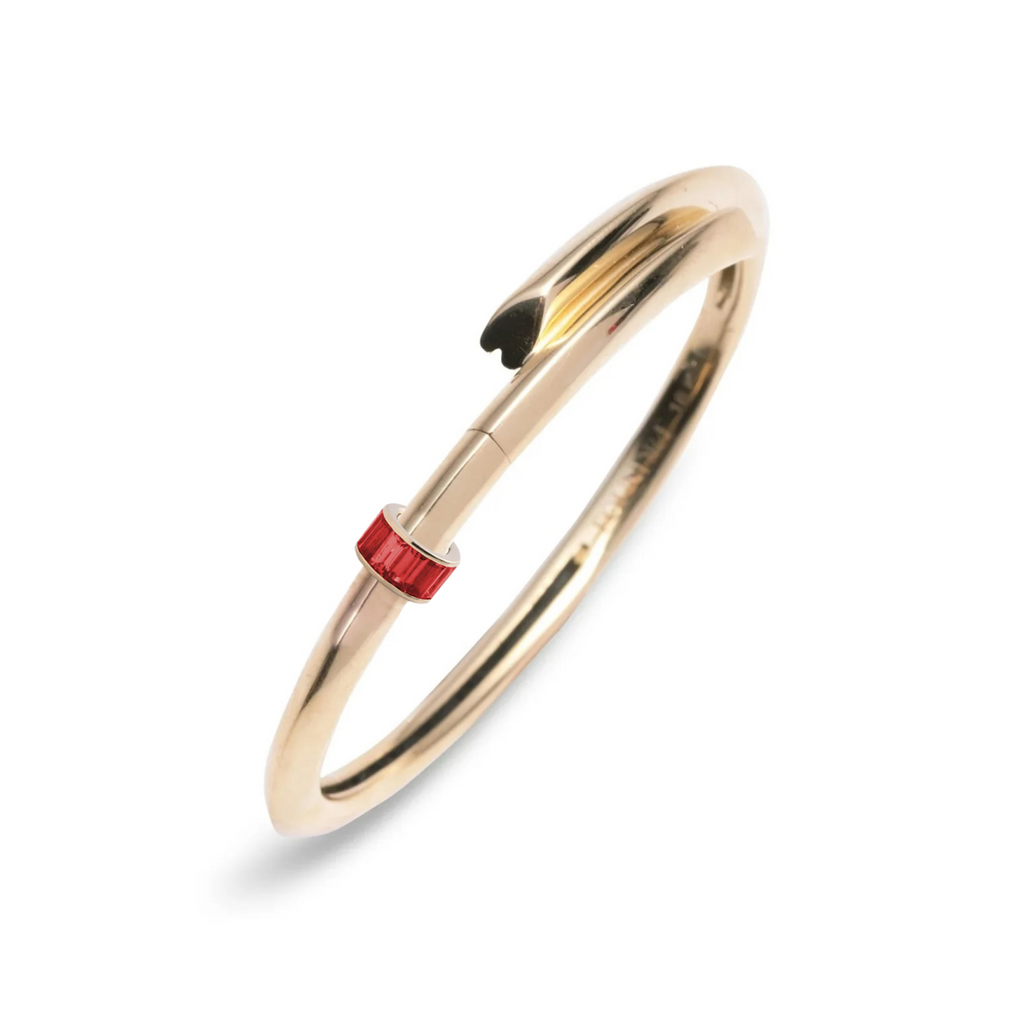 Baguette Ruby - Love : Heart Beat Strong Heart Bangle view 1