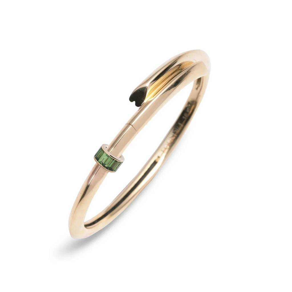 Baguette Tsavorite - Love : Heart Beat Strong Heart Bangle view 1