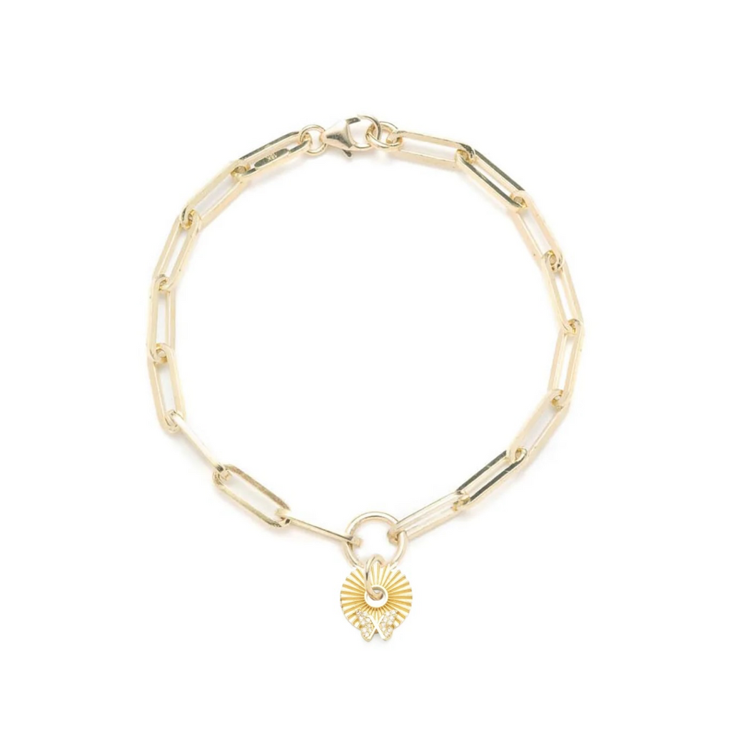 Butterfly - Reverie : Gold Symbol Disk Classic FOB Clip Chain Bracelet view 1