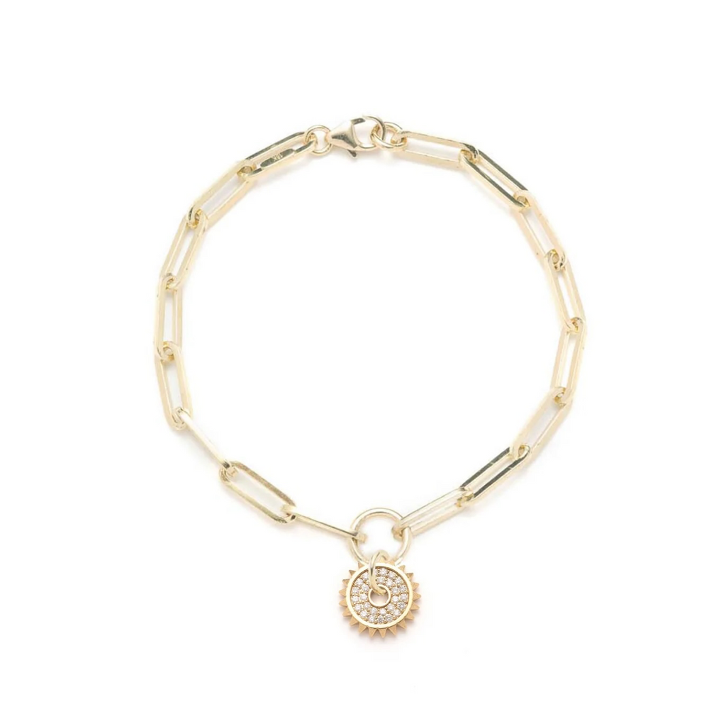 Pave Disk : Classic Fob Clip Chain Bracelet view 1