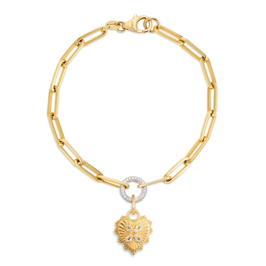 True Love | Heart Love Token Medium Clip Bracelet | Diamonds, Yellow Gold view 1