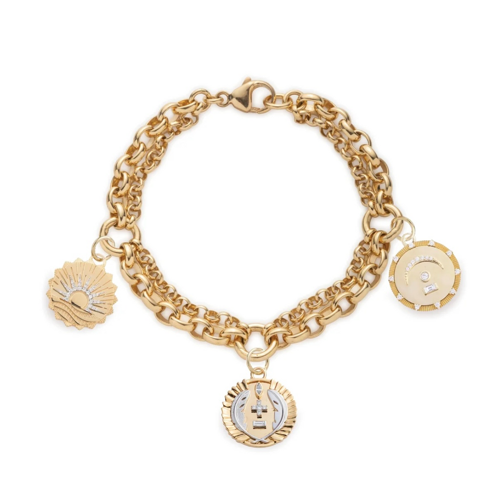 Vivacity, New Beginnings & Pause Festoon Chain Bracelet : in Yellow Gold view 1