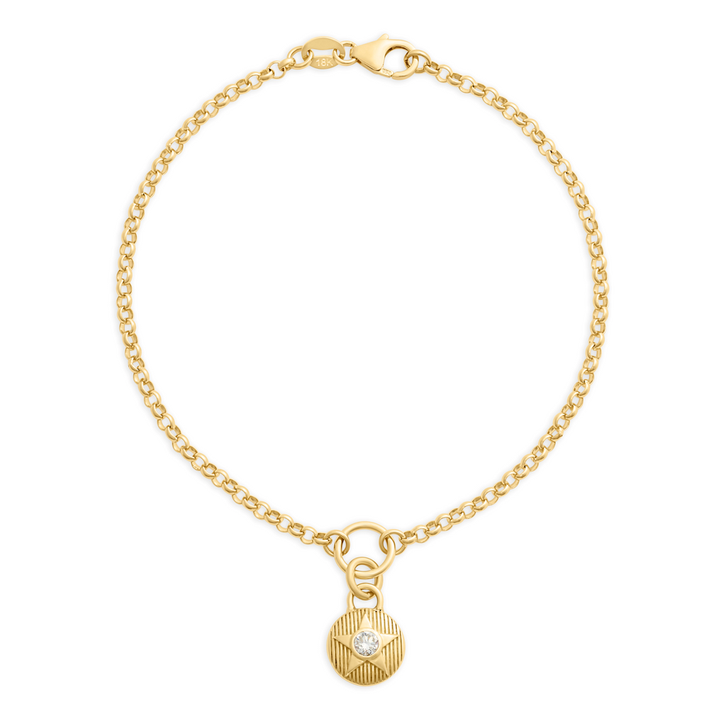 18K Yellow Gold Foundation | April Birthday Starstone Small Belcher Bracelet | Diamond, Yellow Gold – FoundRae view 1