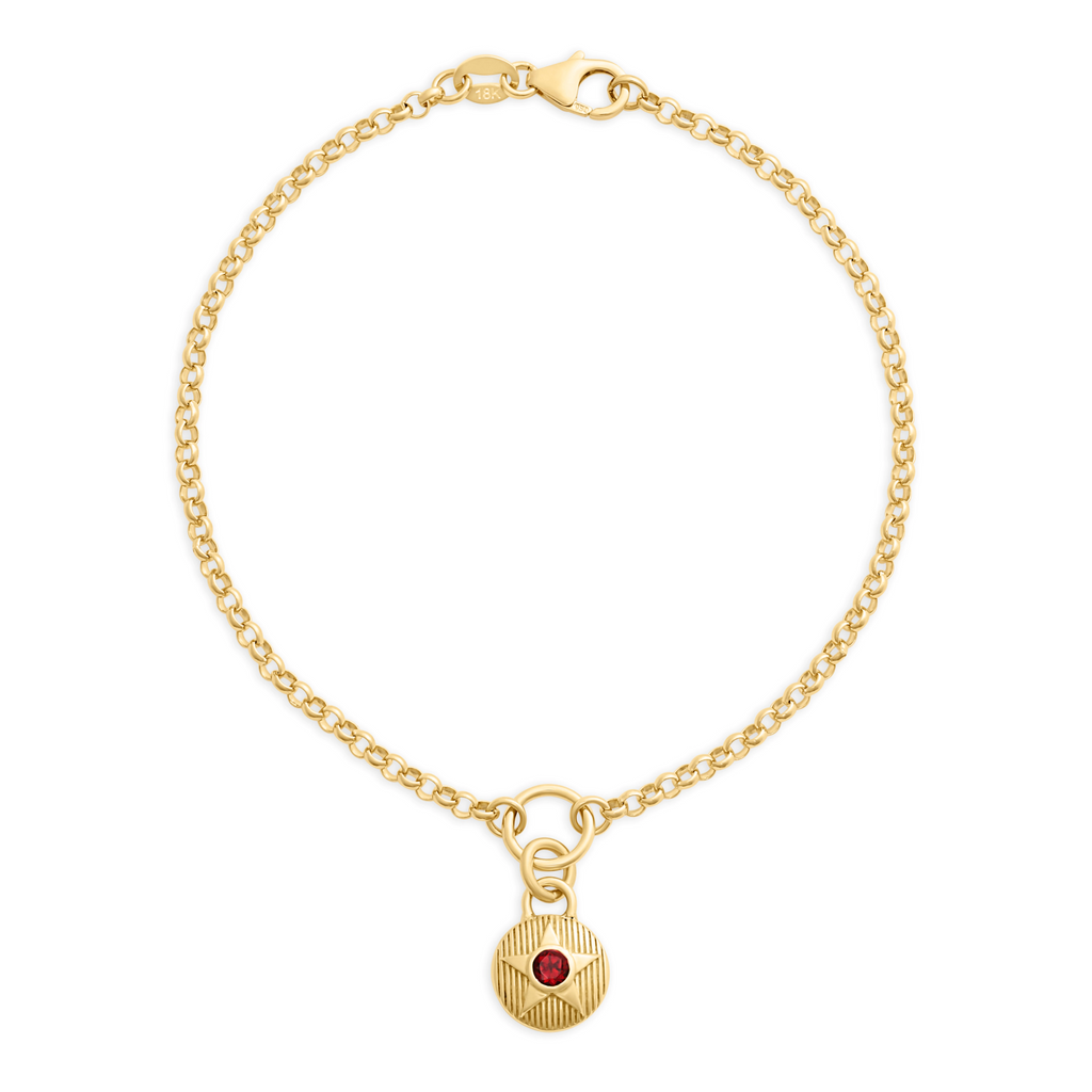 18K Yellow Gold Foundation | January Birthday Starstone Small Belcher Bracelet | Garnet, Yellow Gold – FoundRae view 1
