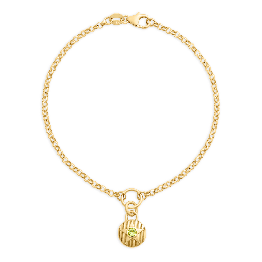 18K Yellow Gold Foundation | August Birthday Starstone Small Belcher Bracelet | Peridot, Yellow Gold – FoundRae view 1