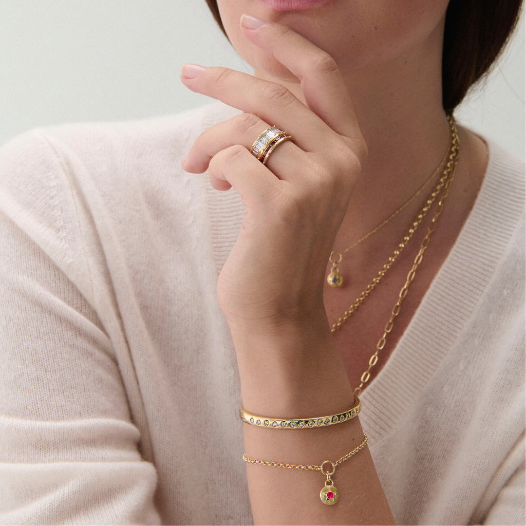18K Yellow Gold Foundation | July Birthday Starstone Small Belcher Bracelet | Ruby, Yellow Gold – FoundRae view 2