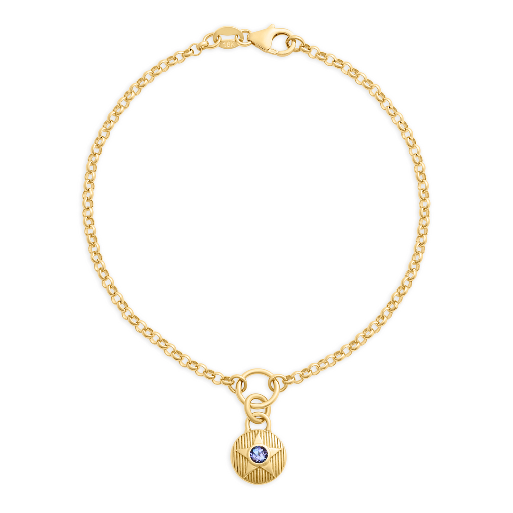 18K Yellow Gold Foundation | December Birthday Starstone Small Belcher Bracelet | Tanzanite, Yellow Gold – FoundRae view 1
