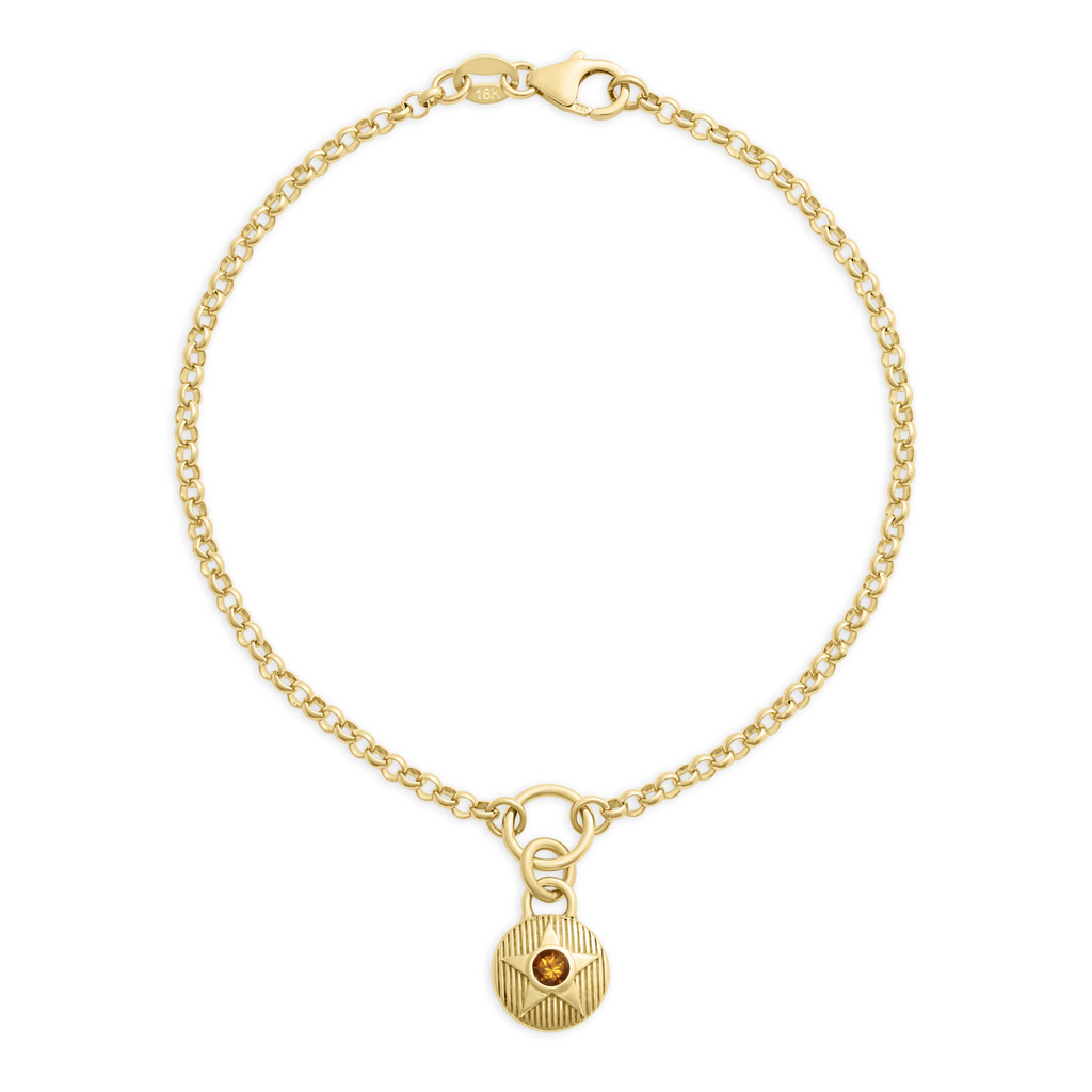18K Yellow Gold Foundation | November Birthday Starstone Small Belcher Bracelet | Yellow Citrine, Yellow Gold – FoundRae view 1