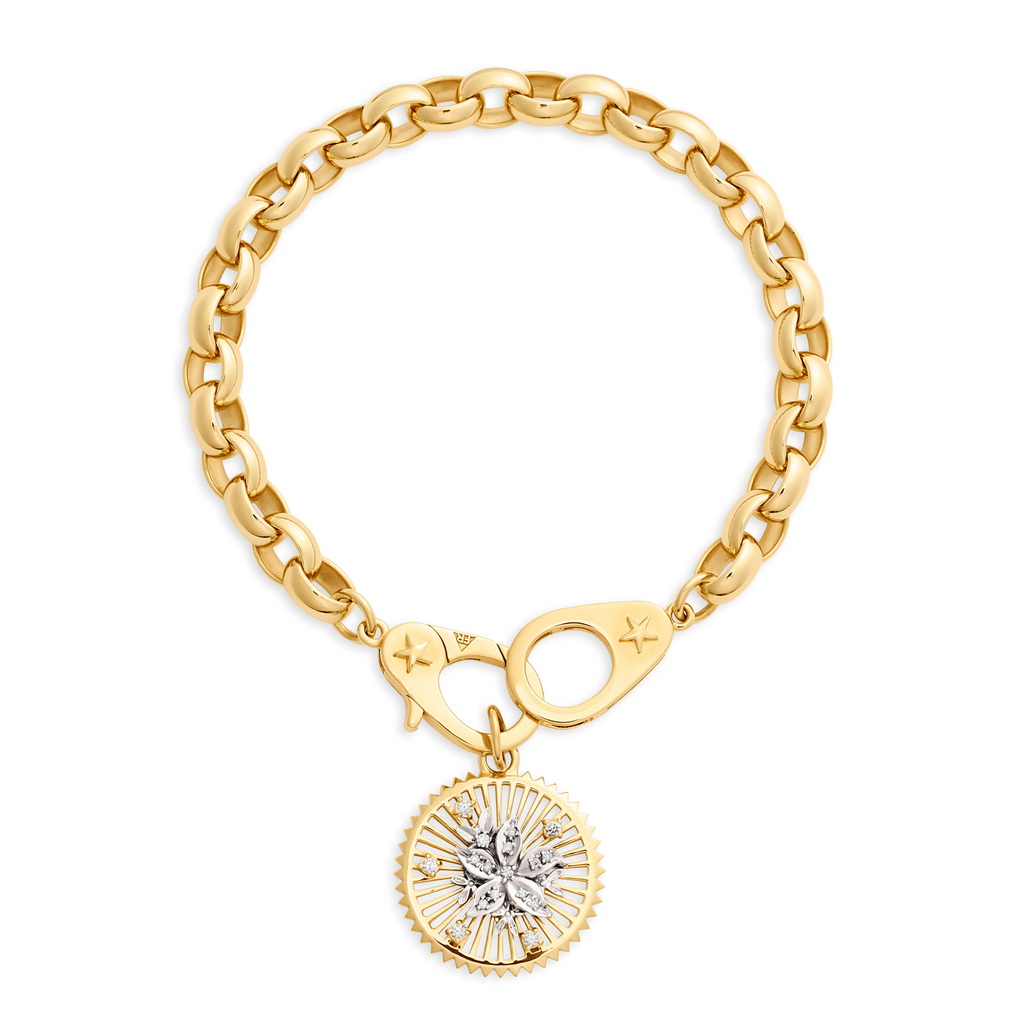 Resilience | Blossoms Oversized Belcher Bracelet with Sister Hooks | Diamonds, Mixed Gold view 1
