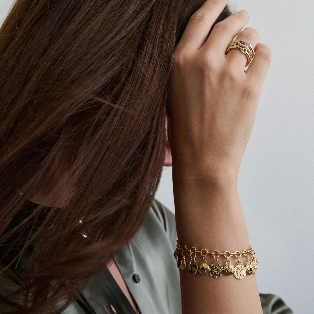 Foundation | Tenets and Birthday Starstone Small Mixed Link Bracelet | Multi-Stone, Yellow Gold view 2