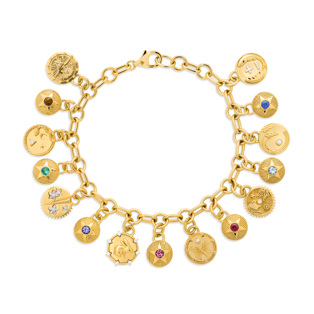 Foundation | Tenets and Birthday Starstone Small Mixed Link Bracelet | Multi-Stone, Yellow Gold view 1