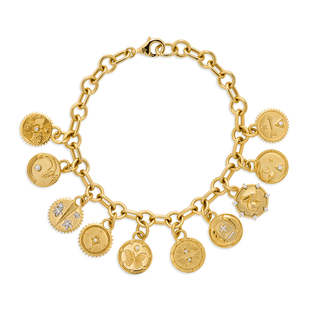 Reverie | Butterfly and Multi-Tenet Small Mixed Link Bracelet | Diamonds, Mixed Gold view 1