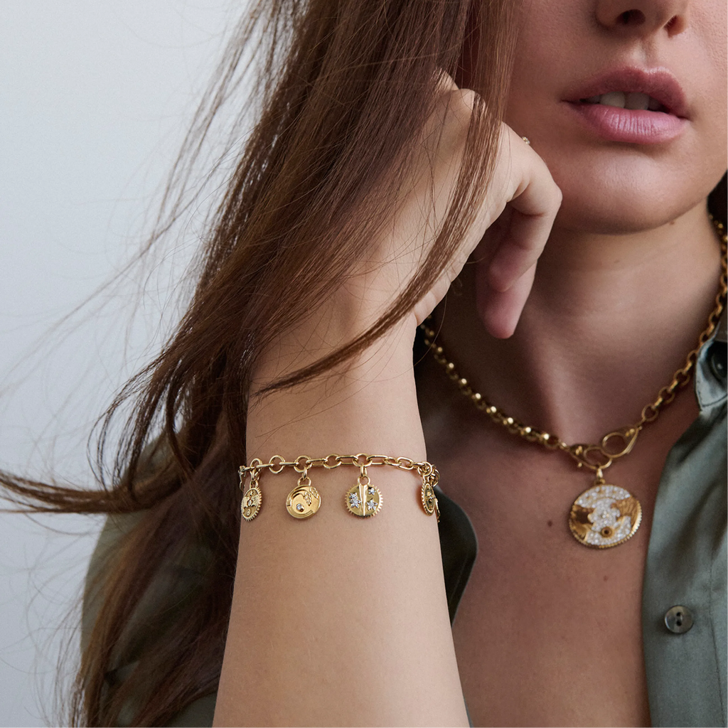 Reverie | Butterfly and Multi-Tenet Small Mixed Link Bracelet | Diamonds, Mixed Gold view 2