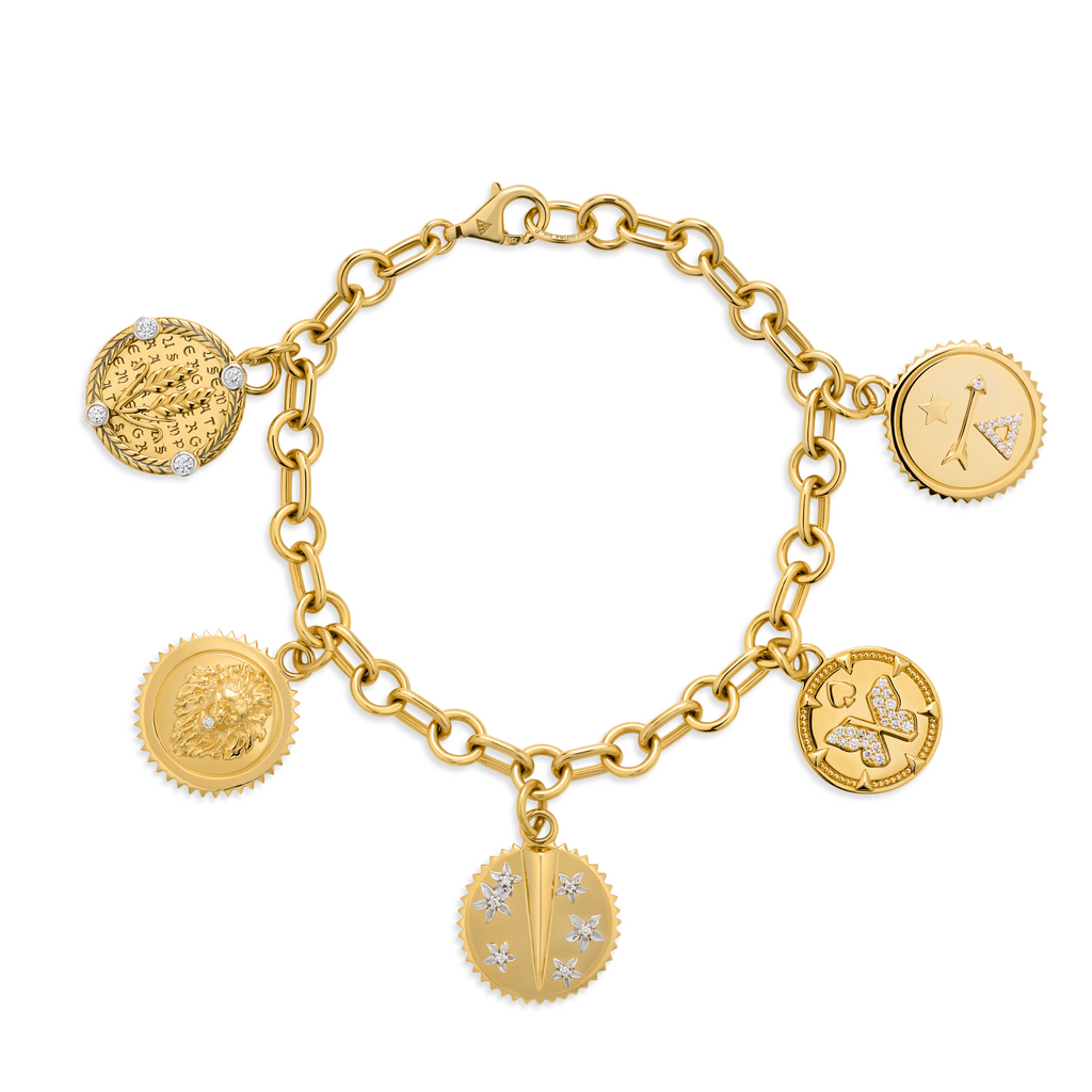 Resilience - Reverie | Blossoms and Butterfly Small Mixed Link Bracelet | Diamonds, Yellow Gold view 1