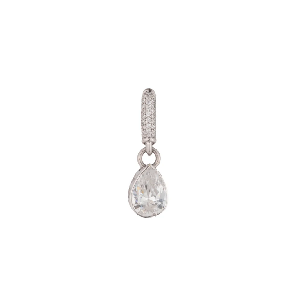 Forever & Always a Pair Pendant on Ear Hoop : in White Gold with Pear and Pave Diamonds view 1