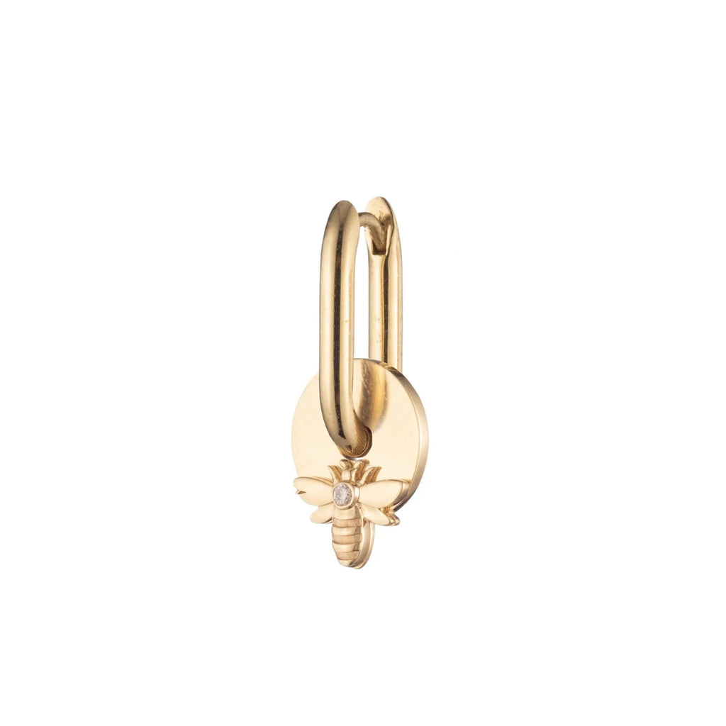 FoundRae x Every Mother Counts | Bee Small Chubby Fob Earring | Diamond, Yellow Gold view 1
