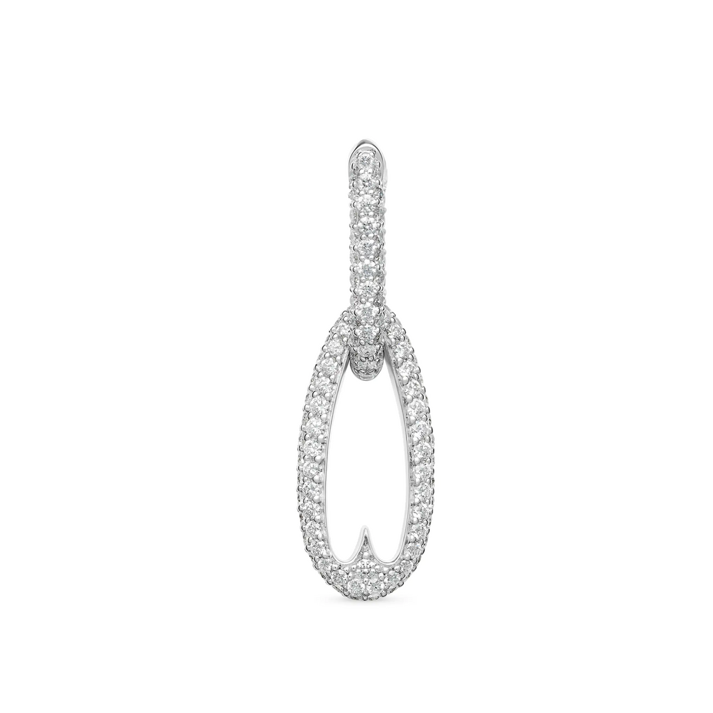 18K White Gold Pavé Diamond Hanging Heart Fob Earring | Diamonds, 18K White Gold – FoundRae view 3