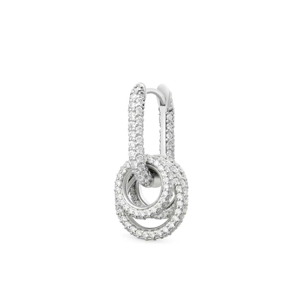 18K White Gold Triple Diamond Hoop Pavé Fob Earring | Diamonds, 18K White Gold – FoundRae view 1