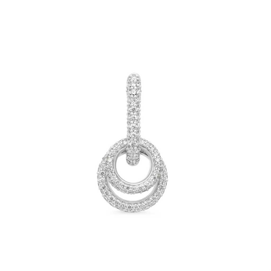 18K White Gold Triple Diamond Hoop Pavé Fob Earring | Diamonds, 18K White Gold – FoundRae view 3