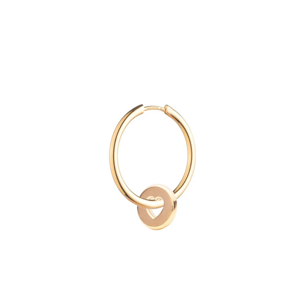 Chubby Heart Beat on Ear Hoop : in Yellow Gold view 1