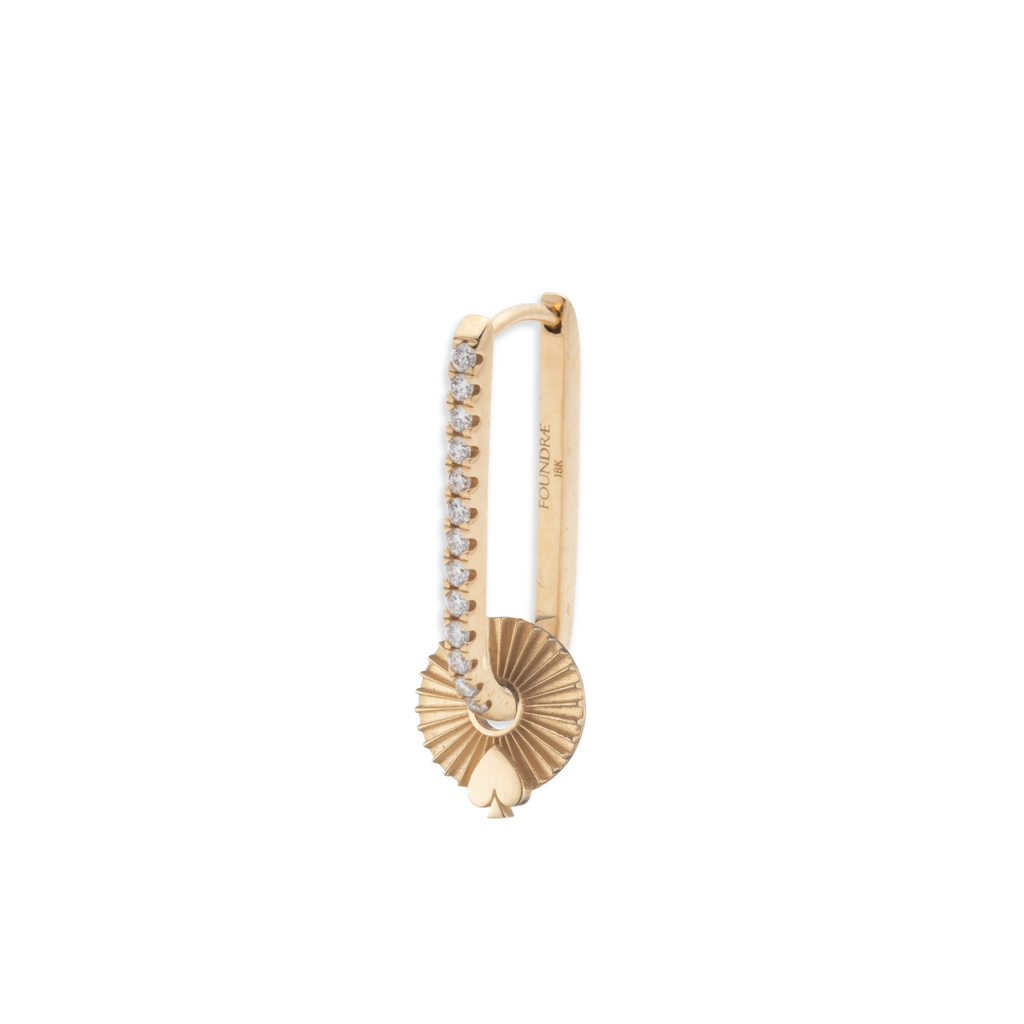 Spade Small Pave Fob Earring : in Yellow Gold view 1
